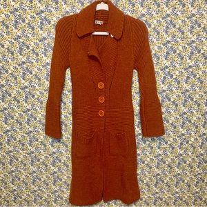 Long Knit Pumpkin Orange Vitrin Cardigan